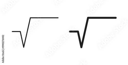 Square root icon style design pack on white background. Thin line and clipart style