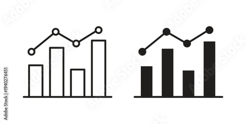 Stats icon style design pack on white background. Thin line and clipart style