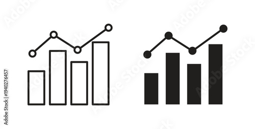 Stats icon style design pack on white background. Thin line and clipart style