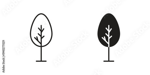 Tree free icon style design pack on white background. Thin line and clipart style