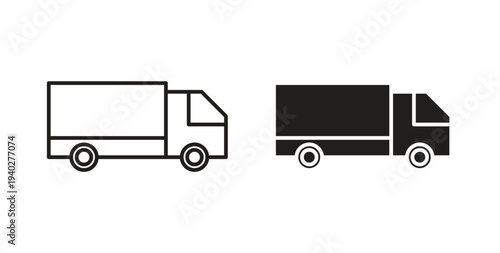 Truck icon style design pack on white background. Thin line and clipart style