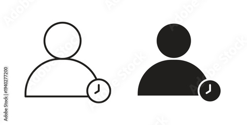 User time icon style design pack on white background. Thin line and clipart style