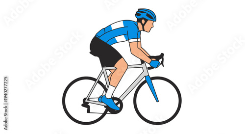 Healthy Man Cycling Outdoors in Sportswear on Road Bike for Fitness and Recreation