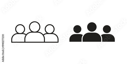 Users icon style design pack on white background. Thin line and clipart style