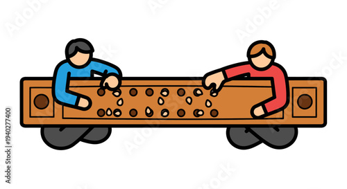 Two Children Playing a Friendly Game of Jenga at a Wooden Table, Fun Family Activity for Indoor Entertainment and Social Bonding