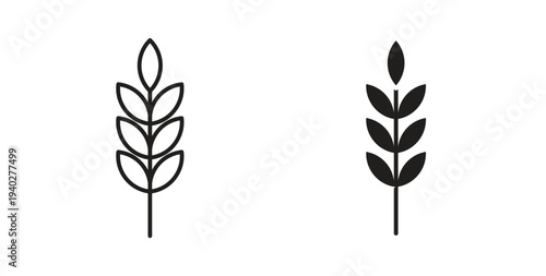 Wheat icon style design pack on white background. Thin line and clipart style