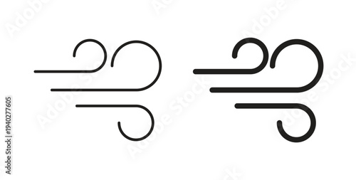 Wind icon style design pack on white background. Thin line and clipart style