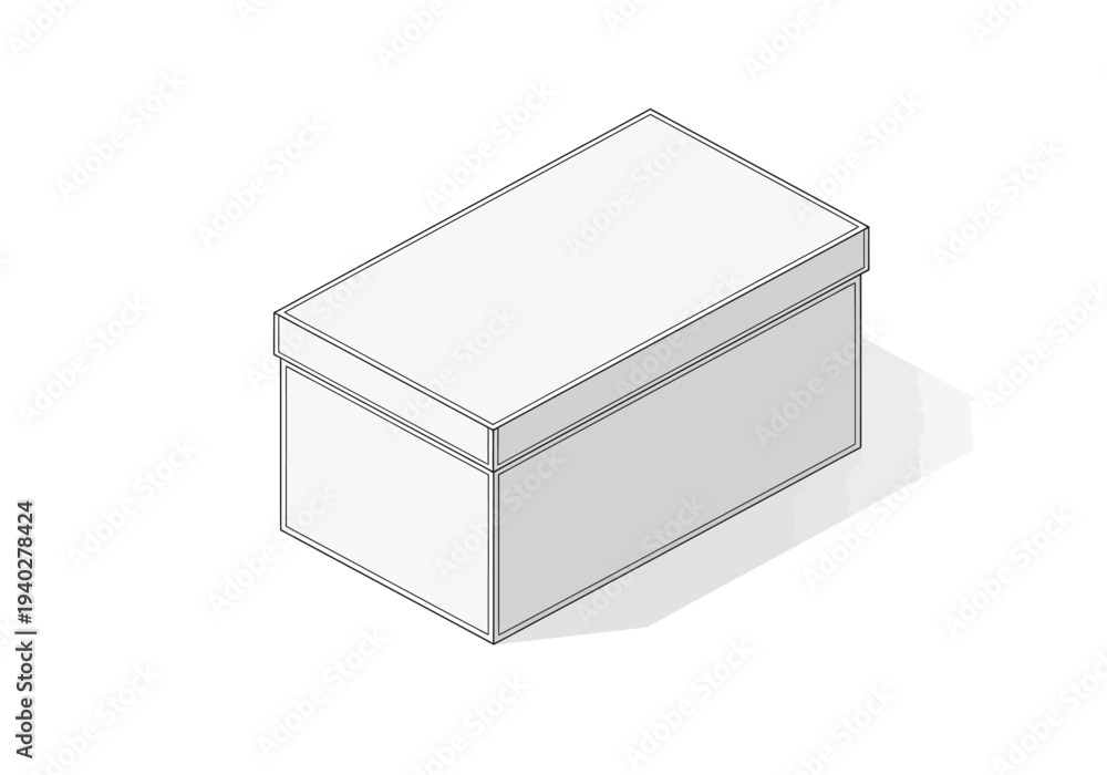 Naklejka premium Simple illustration of a rectangular box viewed from above with a subtle shadow on a plain surface