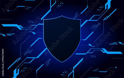 Cyber security technology concept , Shield With Keyhole icon , personal data , vector illustration.	
