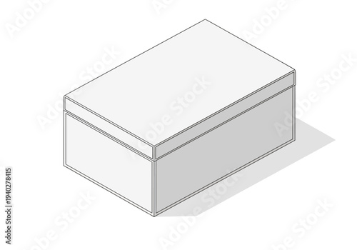 A 3D illustration of a rectangular box viewed from an isometric perspective showcasing its clean lines and minimalist design in a simple environment