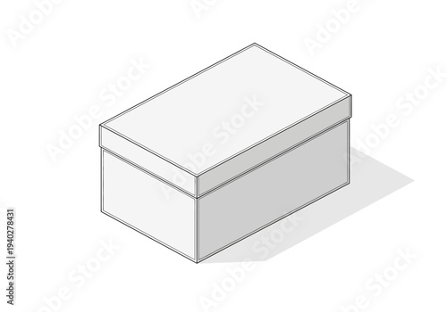A simple 3D illustration of a rectangular box casting a shadow on a plain surface viewed from an angle