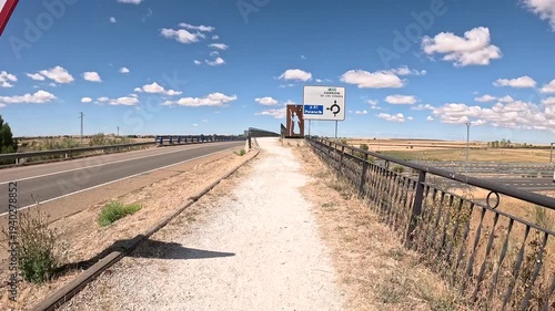 French Way of Saint James - gravel road leaving Fromista in direction to Carrion de los Condes, province of Palencia, Castile and Leon, Spain