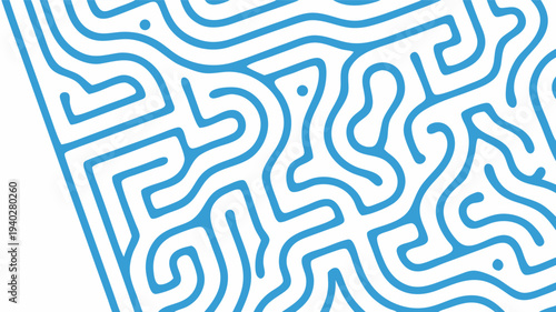 Light Blue Maze Design on White Background