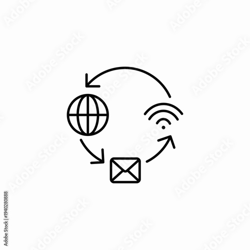 global communication cycle icon sign vector