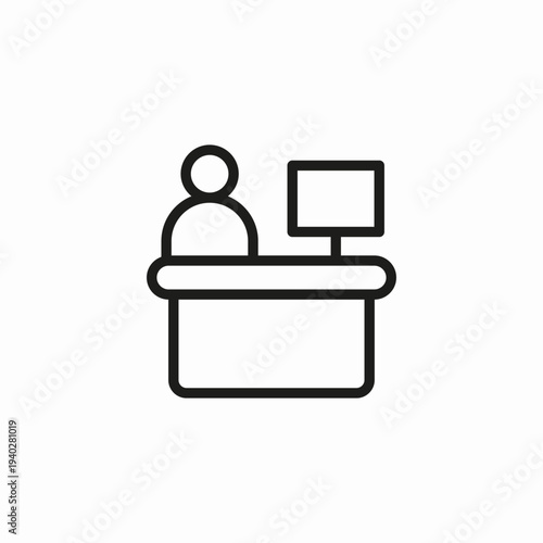 hotel reception desk icon sign vector