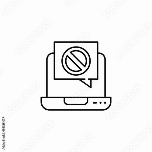 laptop with ban sign icon sign vector