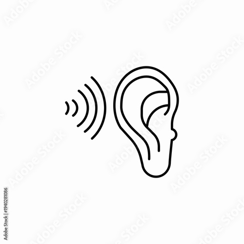 listen sound wave ear icon sign vector