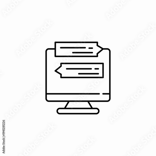 monitor with chat bubbles icon sign vector