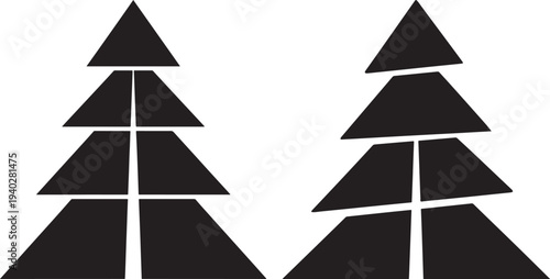Abstract tree shapes made of triangles, modern graphic art for winter or nature themes