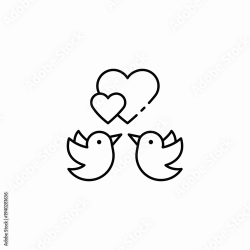 two lovebirds and hearts icon sign vector