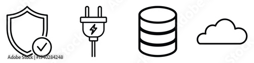 Cloud computing security and data storage icons
