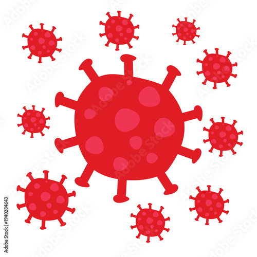 Red Virus Cells or Bacteria Microscopic Pathogen Illustration