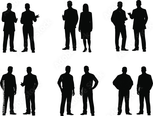 Professional business silhouettes engaged in teamwork, communication, collaboration, corporate discussion, office interaction, leadership, partnership, strategy, meeting, dialogue, cooperation