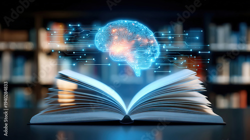 Library pages and brain holograms: educational learning themes