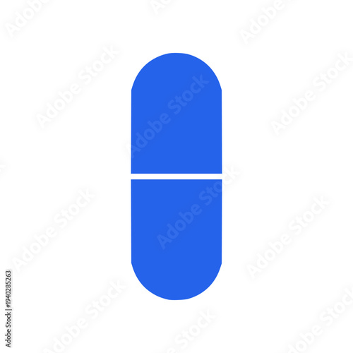 Minimal capsule pill icon in flat SVG style. Simple medicine symbol ideal for pharmacy graphics, healthcare apps, and medical information designs.