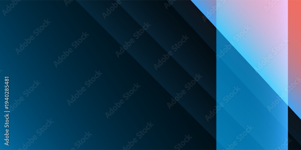 Obraz premium Abstract background featuring a smooth blue gradient with overlapping transparent red geometric shapes. Ideal for business presentations, website design, digital marketing and modern branding projects
