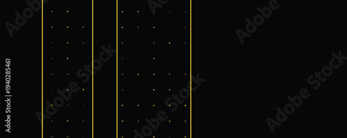 Dark background with golden lines and glittering dots