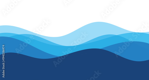 Abstract blue wave layers. Modern flowing landscape background. Minimal gradient wave design. Creative geometric fluid shapes