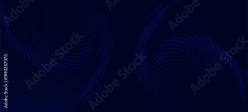 Latar Belakang Abstrak Biru Tua Dengan Lingkaran Dan Desain Gradien Halftone. Desain Modern Trendy dalam Ilustrasi Vektor