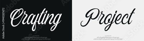 Crafting Project, Script minimal luxury font alphabet logo. Typography beauty fashion elegant minimalist serif italic fonts decorative wedding vintage retro logos. vector illustration
