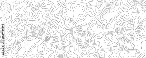 Modern topographic map design with wavy contour lines