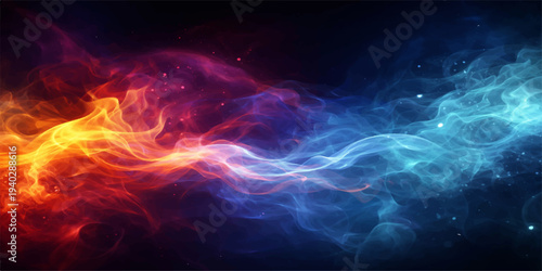 Abstract fiery explosion background with smoke and flames