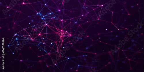 Abstract space background with glowing stars and particles