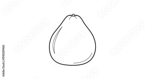 A simple black and white line drawing of a pear on a plain white background.