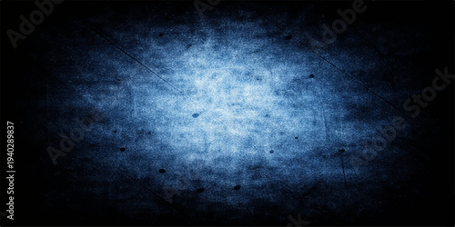 Dark blue grunge film strip background with textured vintage wall