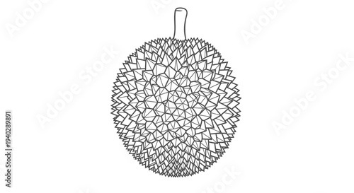 A black and white illustration of a spherical object with a mesh pattern and a loop at the top.