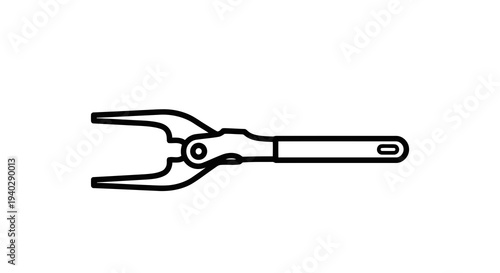 A simple line drawing of a pair of snap ring pliers on a white background.