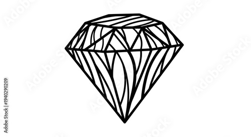 A simple black and white line drawing of a diamond on a white background.