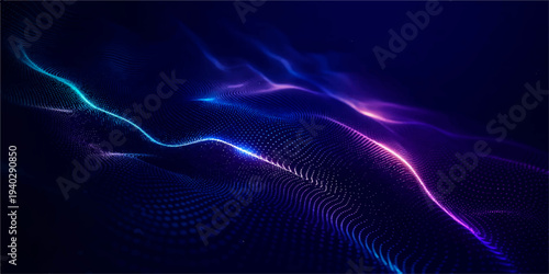 An abstract blue fractal design features glowing electric energy waves and lightning patterns in a digital motion effect to create a high-tech science illustration backdrop