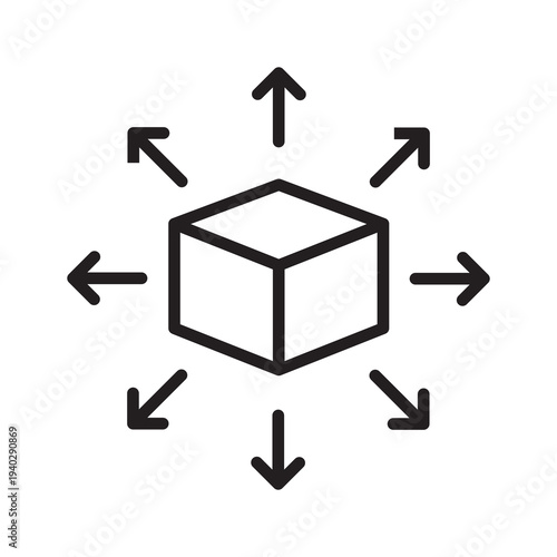 Decentralized vector icon set black filled and outlined style.