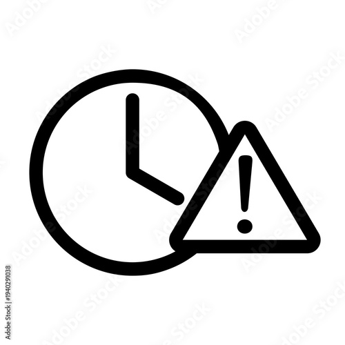 Expired icon. Clock and exclamation mark icon for expiry or deadline. Suitable for an app or web app UI design.