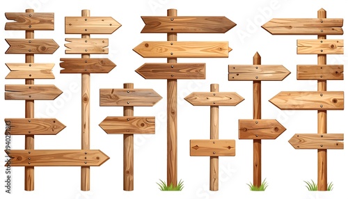 Rustic Wooden Signposts - Directional Arrows for Outdoor Navigation and Guidance.