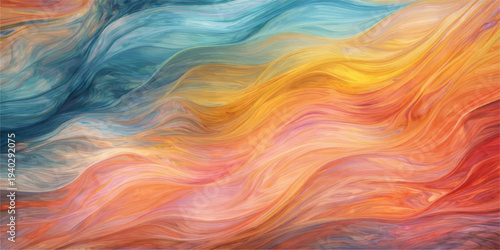 Abstract colorful background with flowing rainbow waves and bright light energy design