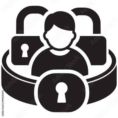 User account security icon, personal data protection, identity lock, privacy concept, secure profile, digital safety sign