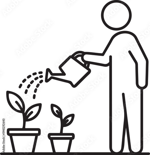 Watering Plants Gardening Illustration