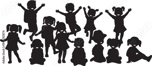 people silhouette kids 2
